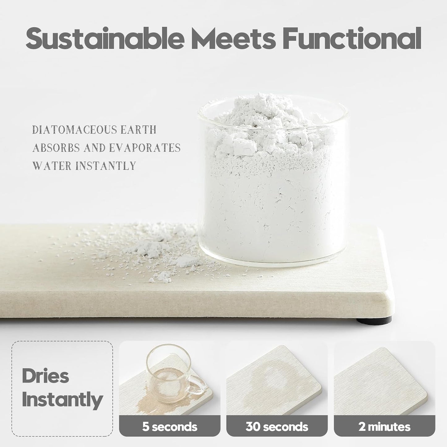 2PCS Bathroom Sink Vanity Trays, Water Absorbing Diatomite Stone Quick Drying Mat for Kitchen Counter,Faucet Splash Guard Dish Rack Soap Dispenser Sponge Holder Caddy Organizer,Beige, 9"x3.5"