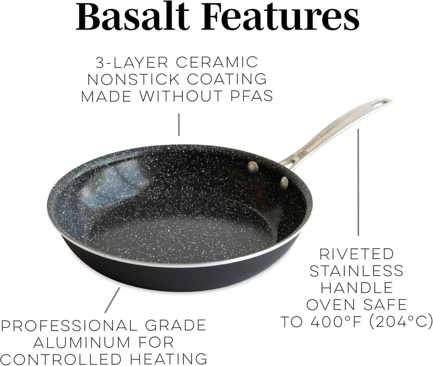 Nordic Ware Basalt Aluminum Saute Skillet, 8-Inch, Ceramic Coating
