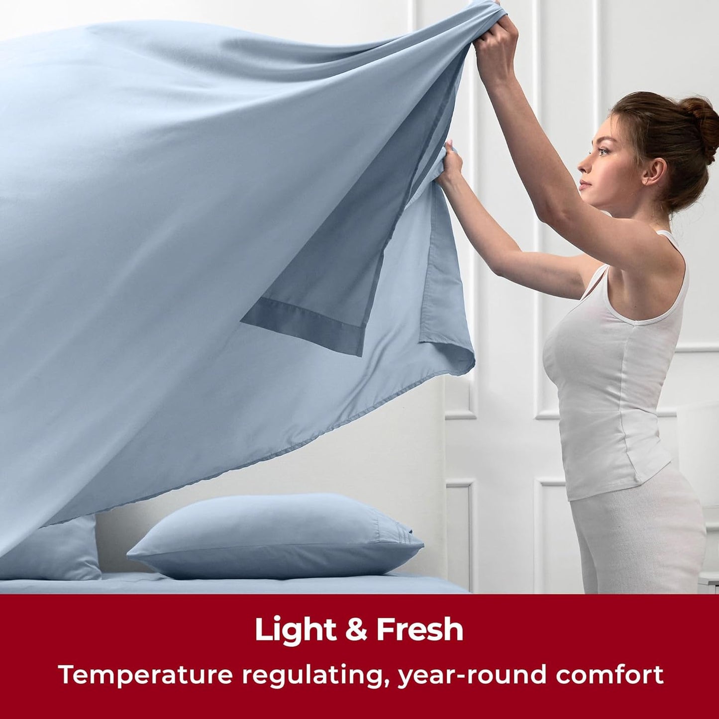 Mellanni Twin Sheets Set - 3 PC Iconic Collection Bedding - Hotel Luxury, Extra Soft, Cooling Bed Sheets - Wrinkle, Fade, Stain Resistant (Twin, Blue Hydrangea)