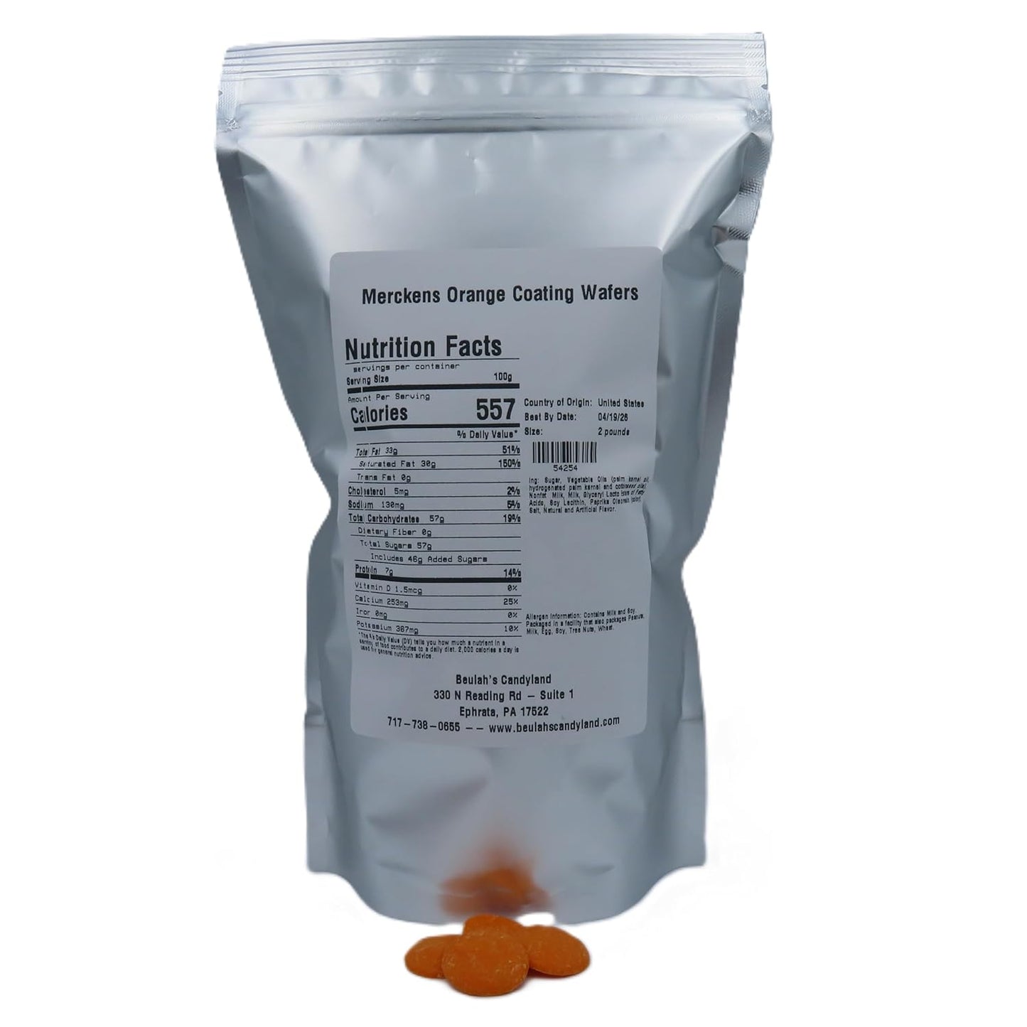 MERCKENS Coating Wafers, Orange Melting Chocolate, 2 Pound Package