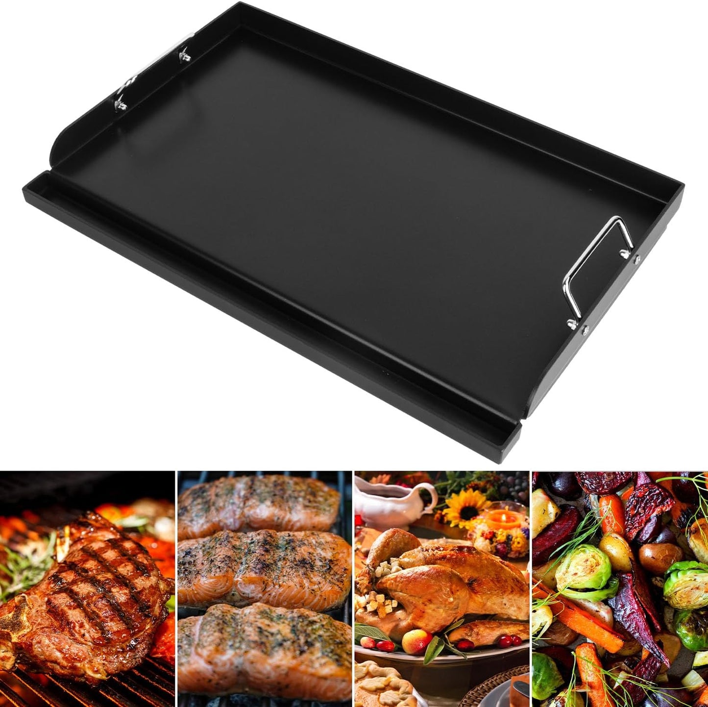 25"x16" Nonstick Coating Griddle for Gas Grill, Universal Griddle Insert for Gas Stove/Gas Grill/Electric/Charcoal, Flat Top Plate for Outdoor Cooking and Camping Grilling