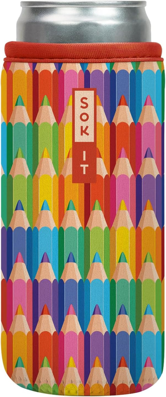 Sok It CanSok Sleeve for Beer & Soda Insulated Neoprene Cover (Work of Art, 12oz Slim Can Sleeve)