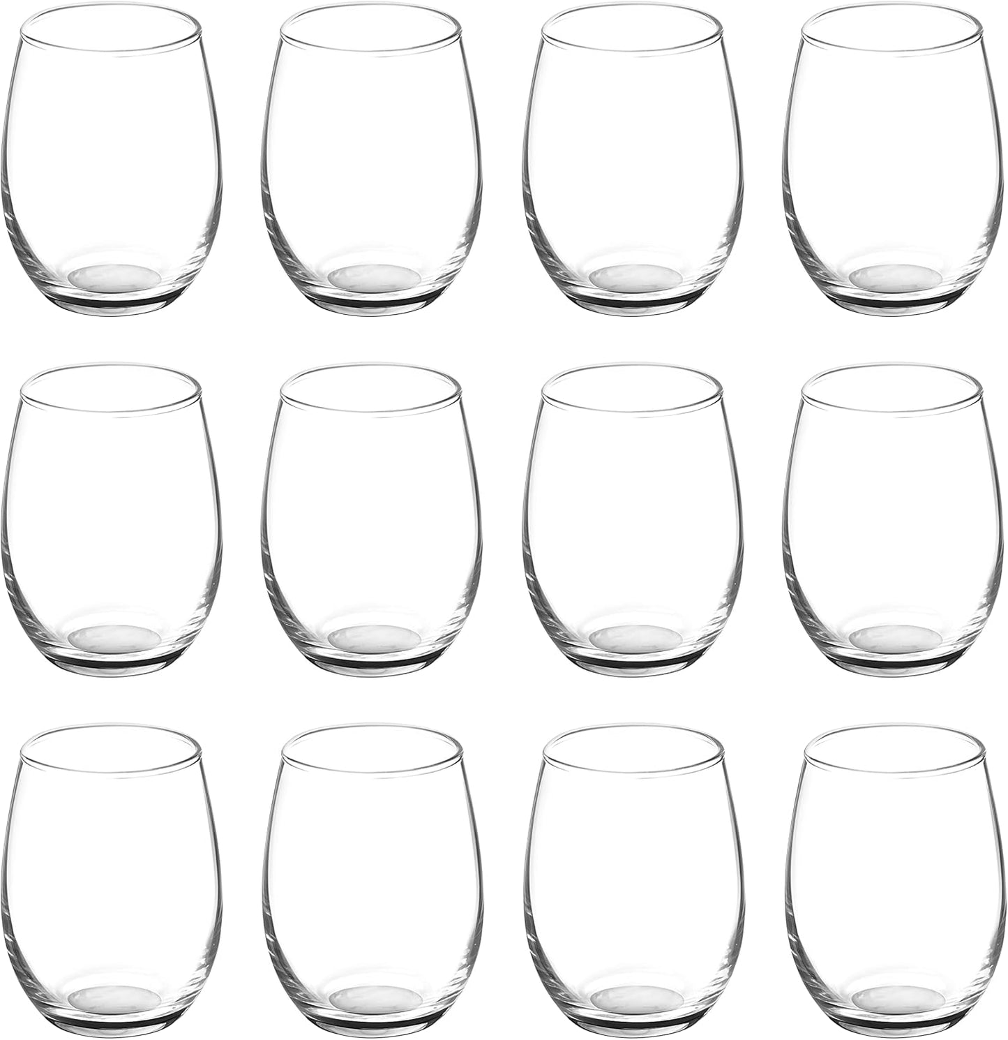 DISCOUNT PROMOS Stemless Wine Glasses by ARC 5.5 oz. Set of 12, Bulk Pack - Perfect for Hotel, Bar, Restaurant or Lounge - Black