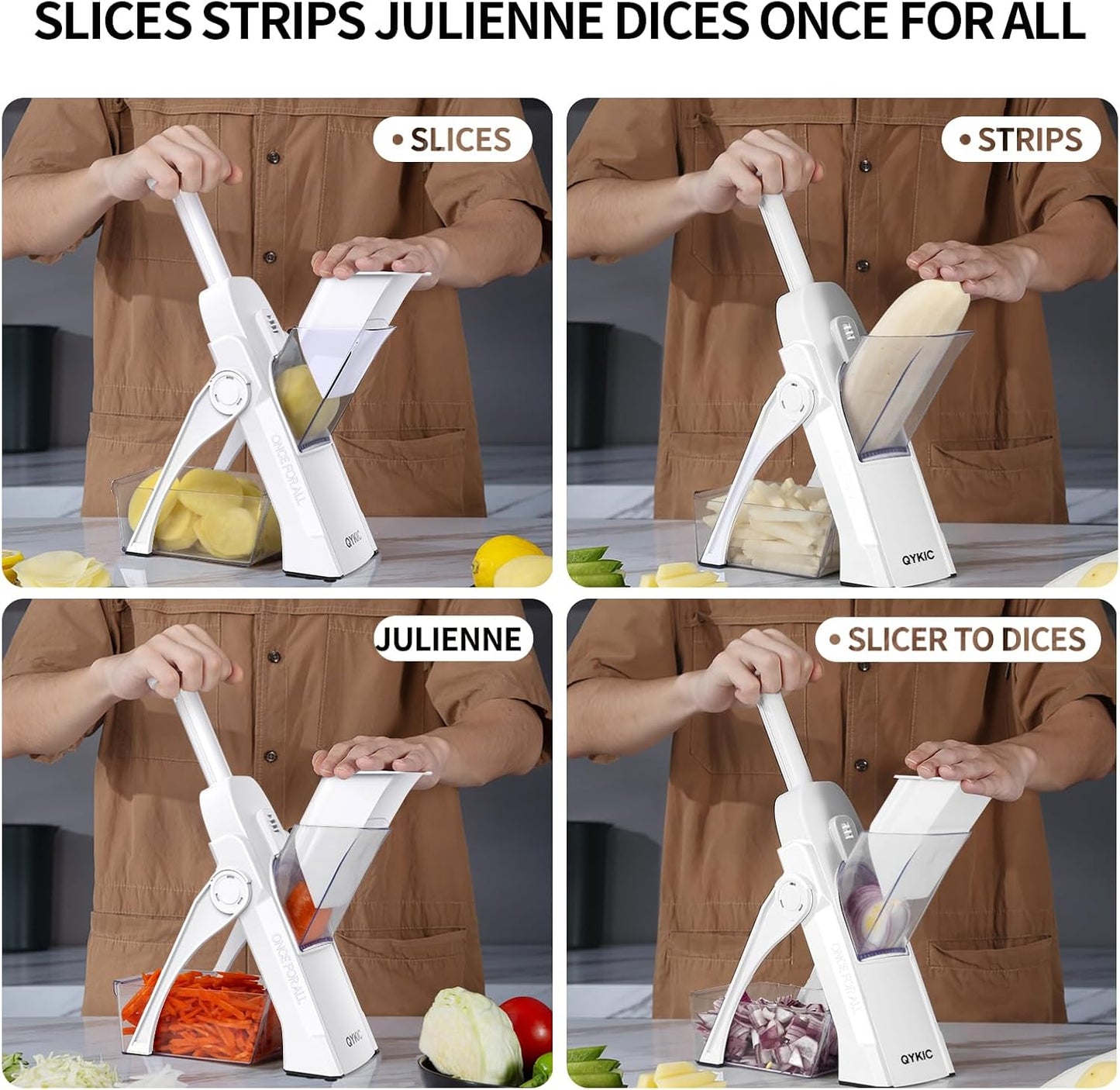 Safe Mandoline Slicer,Vegetable Potato Slice Food Cutter for Kitchen,Thickness Adjustable Upright Veggie Chopper for Fast Meal prep