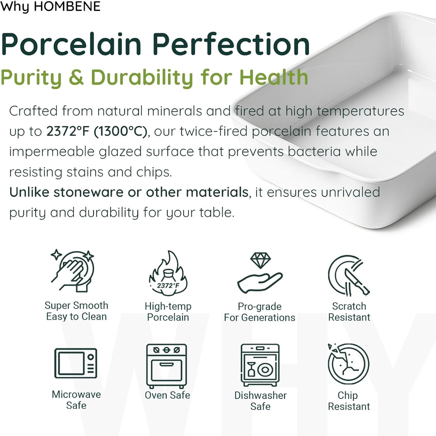 Ceramic Baking Dish Set for 2, Casserole Dish,Ceramic Baking Pan, Bakeware for Baking, Kitchen Decor, Microwave Oven Safe (3.3QT/4.2QT)