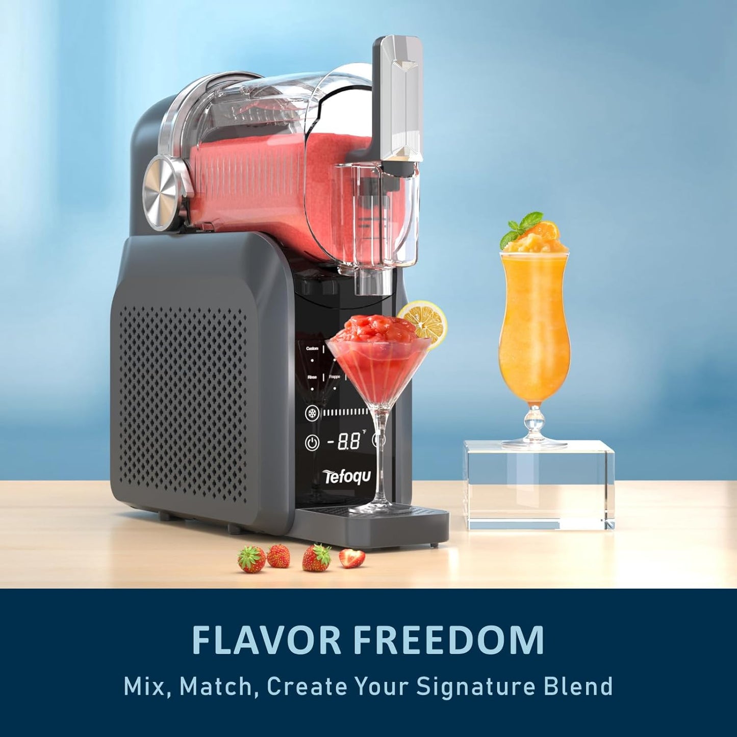 Slushie Machine, 88oz Frozen Drink Maker with 7 Preset Programs, No Ice Required for Frozen Margaritas, Slushies, Frappés and Milkshakes, Mist Gray