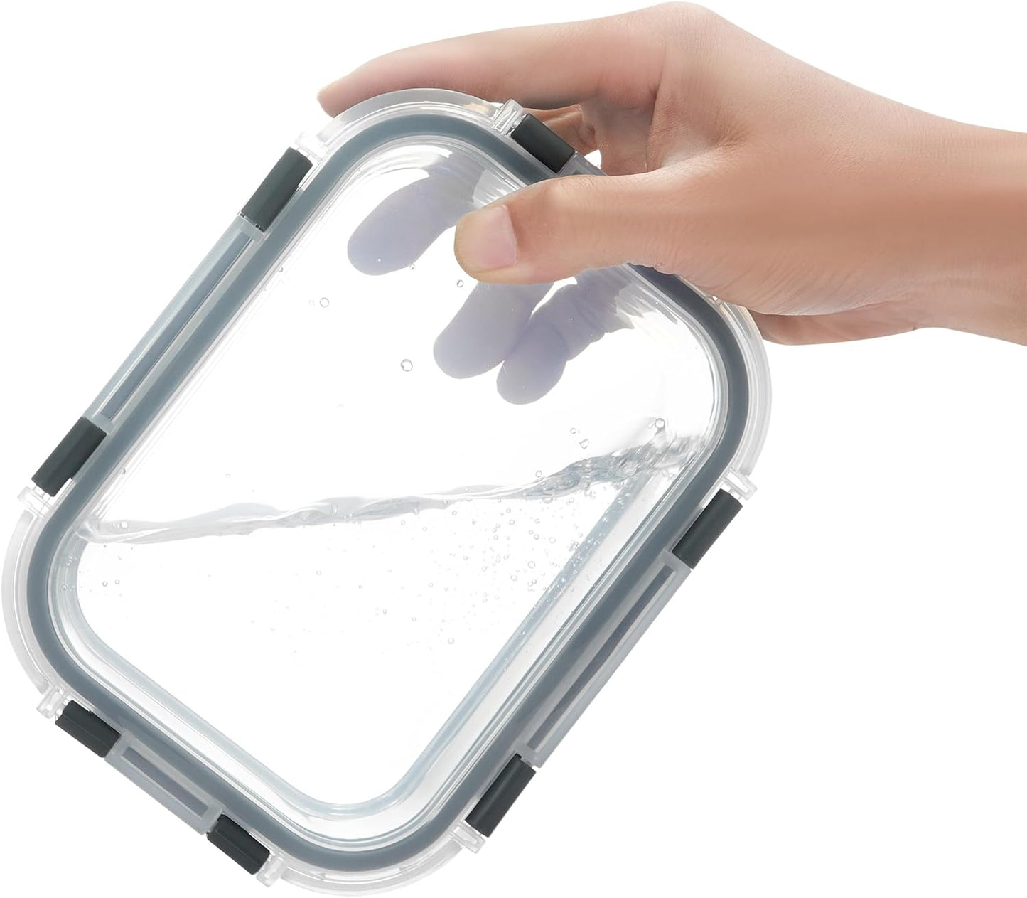 Lemon Sandy 10 Pack 22 oz Glass Meal Prep Containers, Glass Food Storage Containers with Lids, Reusable Airtight Leakproof Lunch Bento Boxes Freezer, Microwave Oven and Dishwasher, Gray