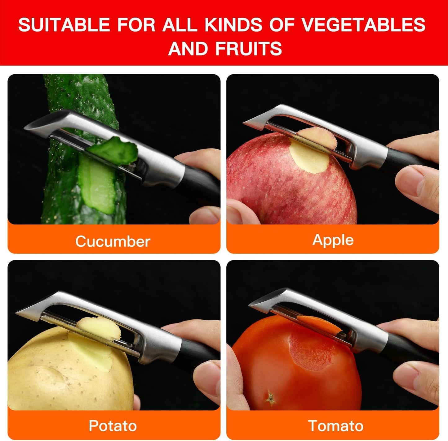 304 Stainless Steel Multi-Function Kitchen Peeler - With Solid Wood Handle, Sharp & Durable Blade, Effortlessly Peels Vegetables and Fruits, Essential Kitchen Tool