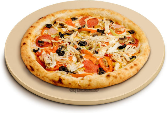 Pizza Stone for Oven 16 Inch, Round Baking Stone for Bread Thermal Shock Resistant BBQ Grilling Pizza Pan Cordierite Cooking Pan With PE Scraper