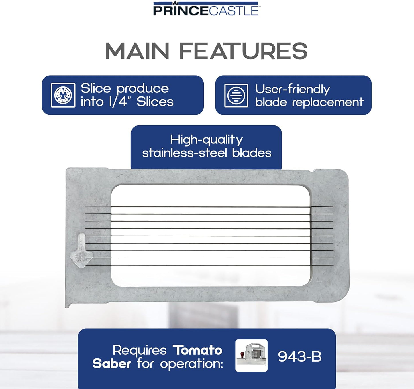 Prince Castle 1/4" Blade Cartridge for 943-B Tomato Saber, 9 Blades - Blade Replacement Cutter Blade for Cutting and Chopping Tomatoes, Fruits and More in Commercial Kitchens, Restaurants and More