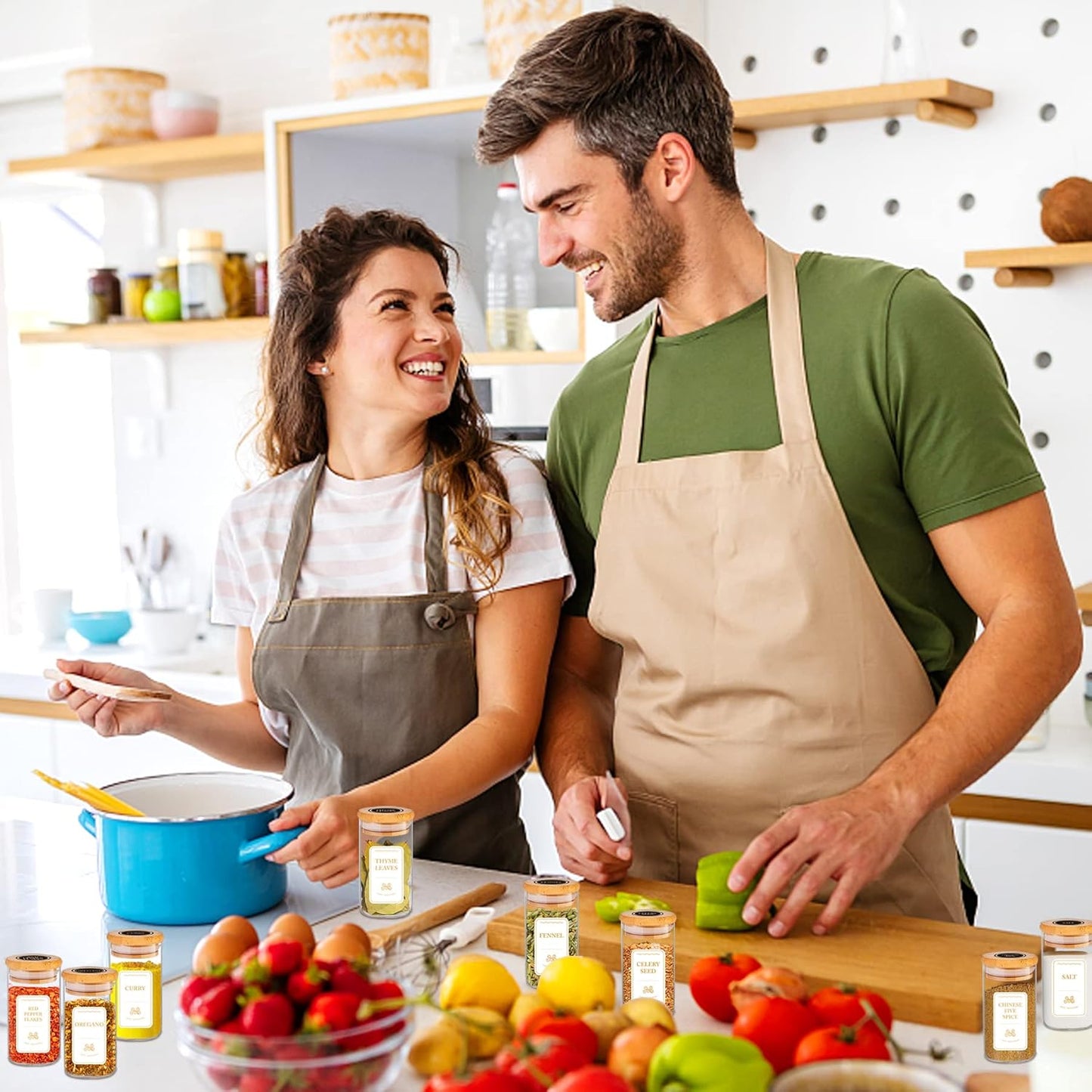 Spice Jars with Labels, 35 Pcs 4 oz Glass Spice Jars with Bamboo Lids, Minimalist Stackable Airtight Spice Containers with 426 labels for Home Kitchen, Pantry, Spice Cabinet, Drawer, Rack