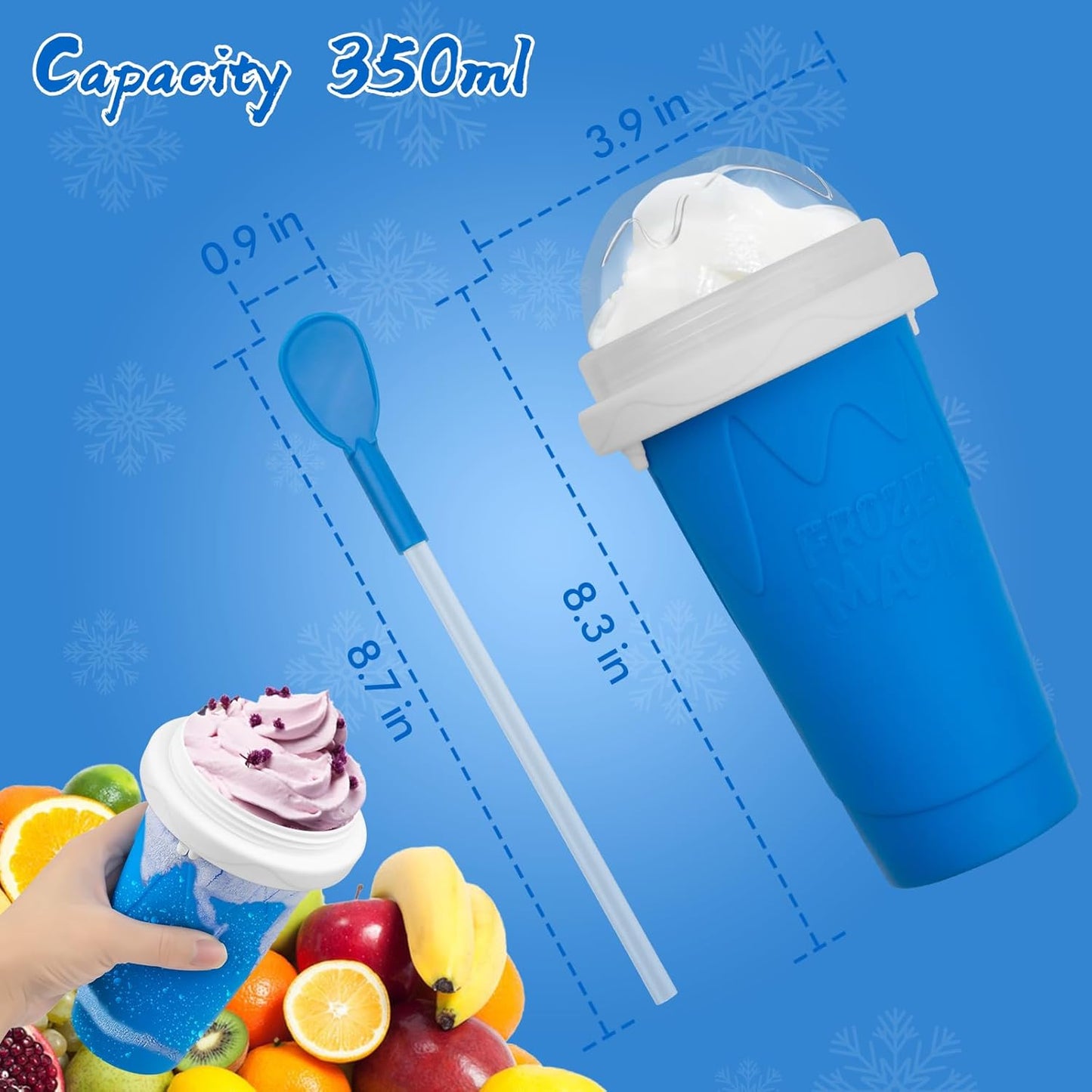 2PCS Slushie Maker Cup,DIY Magic Quick Frozen Smoothies Cups for Homemade Milk Shake Ice Cream Maker, Cooling Cups, Double Layer Squeeze Slushy Maker Cup,Birthday Funny Gifts for Friends Family