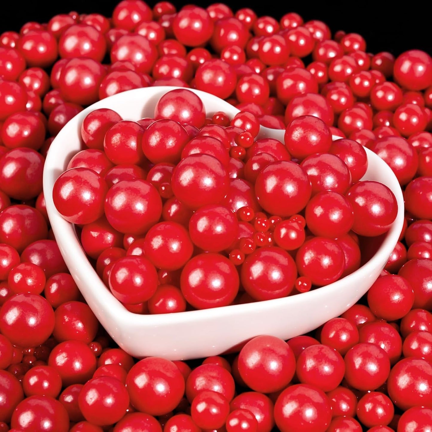 Red Pearl Sprinkles,Edible Pearl Sugar Sprinkles,Baking Edible Cake Decorations,Cupcake Toppers,Cookie Decorating,Donuts Ice Cream Toppings,Wedding Birthday Party Valentines Christmas Supplies,130g/4.58oz