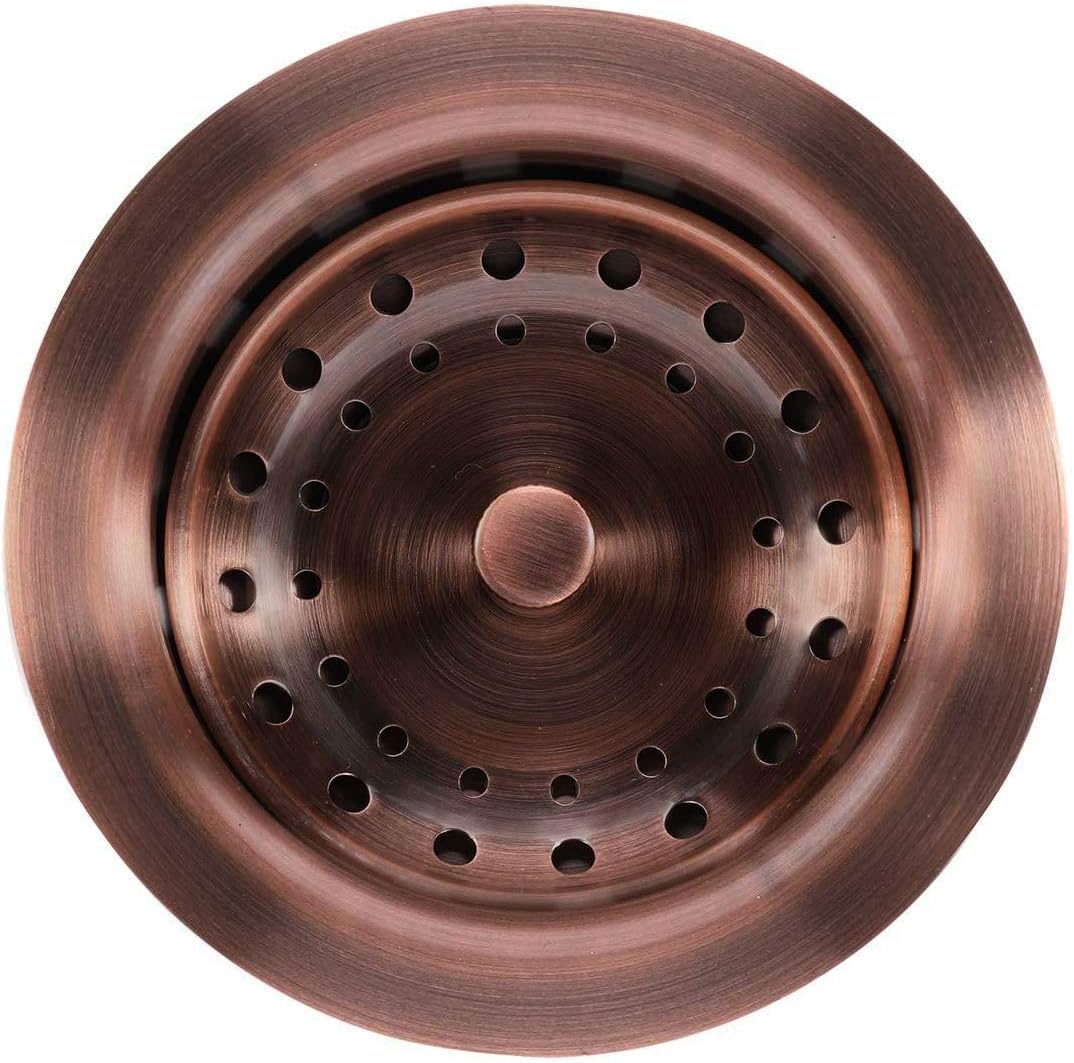KONE 3-1/2 Inch Kitchen Sink Drain AC Assembly with Strainer Basket/Stopper, All Stainless Steel Antique Copper Durable and Rustproof