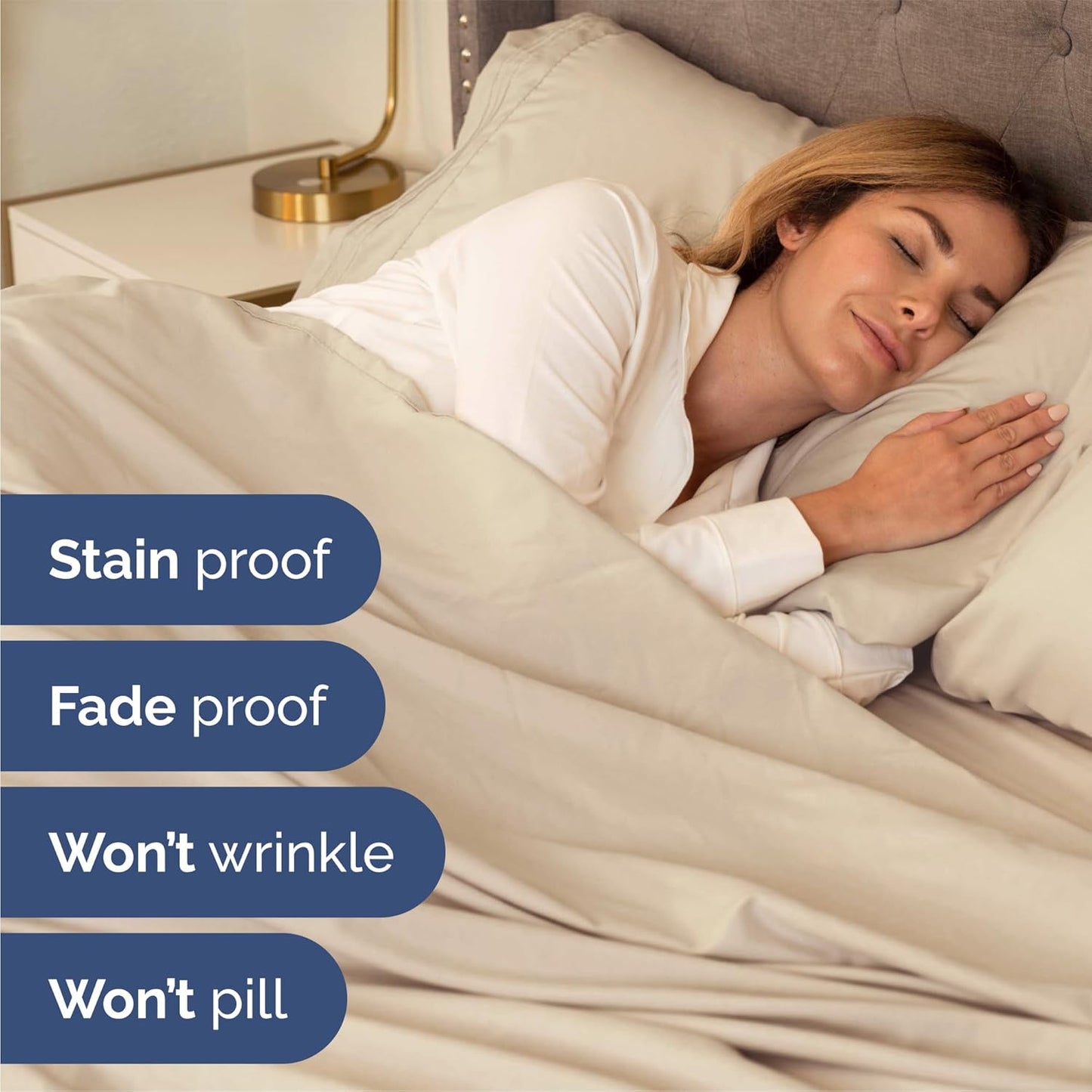 Queen Size 4 Piece Sheet Set - Comfy Breathable & Cooling Bed Sheets Set - Hotel Luxury Bedding for Women, Men, Kids & Teens - Deep Pockets, Easy Secure Fit, Soft and Wrinkle Free - Oeko-Tex - Wheat