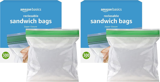 Amazon Basics Sandwich Storage Bags, 300 Count (Previously Solimo) (Pack of 2)