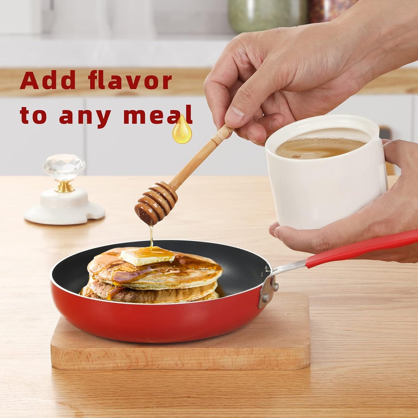 Ceramic Honey Jar with Dipper and Crystal Lid, Small Honey Pot for Home Kitchen, 8oz (Gold)