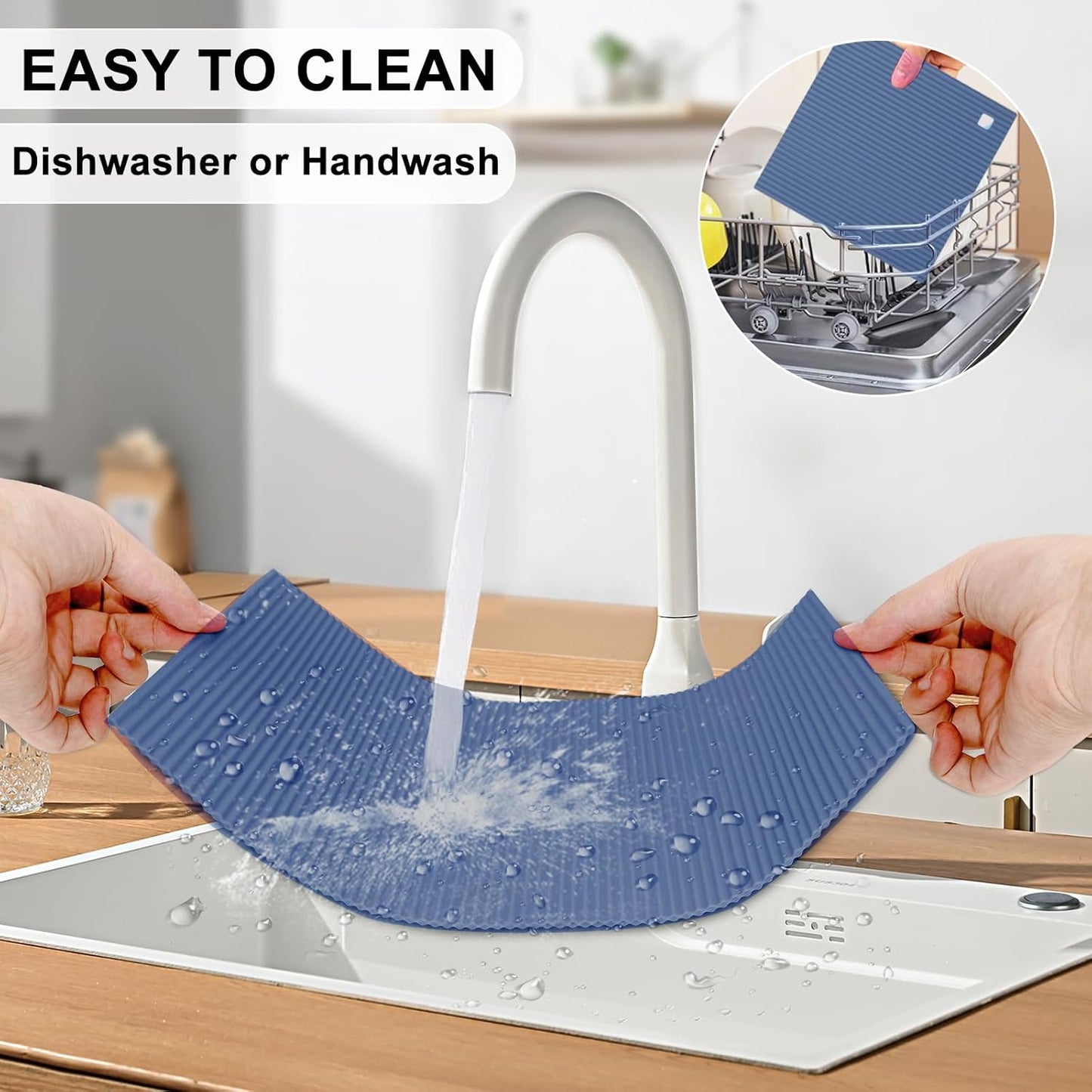 2 Pack 9.5"x14.2" Trivets for Hot Dishes, Hot Pads for Kitchen, Silicone Trivets for Hot Pots and Pans, Hot Plates to Protect Table, Heat Resistant Silicone Trivet (Blue, 9.5"x14.2")