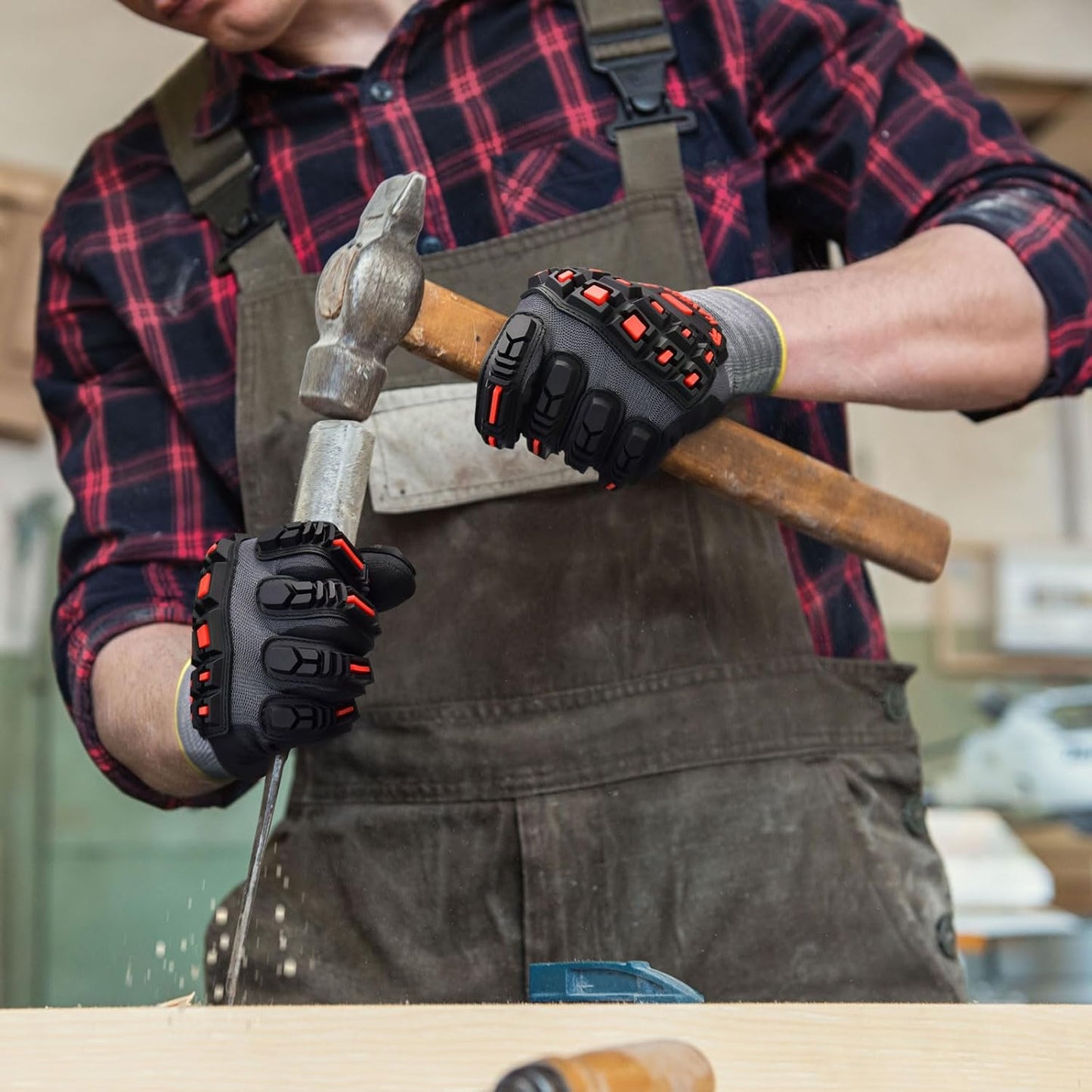 KAYGO Impact Reducing Work Gloves for Men,3 Pairs KG18N TPR Safety Work Gloves MicroFoam Nitrile Coated, Seamless Knit Nylon, Ideal for General Purpose,XL