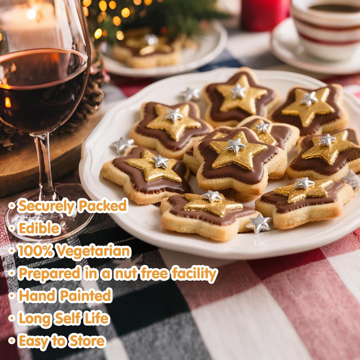 Edible Gold Star Sugar Sprinkles, Mix Size, Candy Star Sprinkle for Cake Decorations and Cupcake Toppers, Ice Cream, Wedding Party Valentines Christmas Supplies 130g/4.58ounce