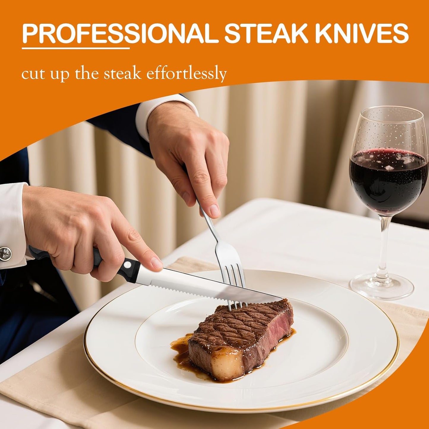 49 Piece Silverware Set with Organizer - Stainless Steel Cutlery Set for 8, kitchen Utensil Flatware with Steak Knives, Spoons and Forks, Dishwasher Safe, Rust-proof & Mirror Polished