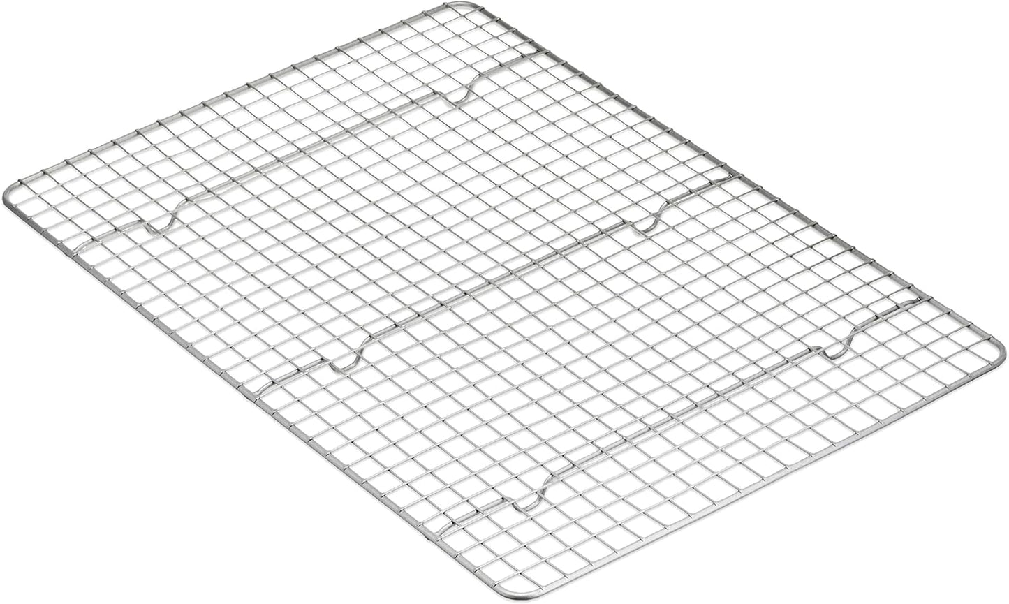 Amazon Basics Ceramic Nonstick Baking Sheet & Cooling Rack Set, Non-Toxic, Half Sheet Size - 1 Pack, Gray