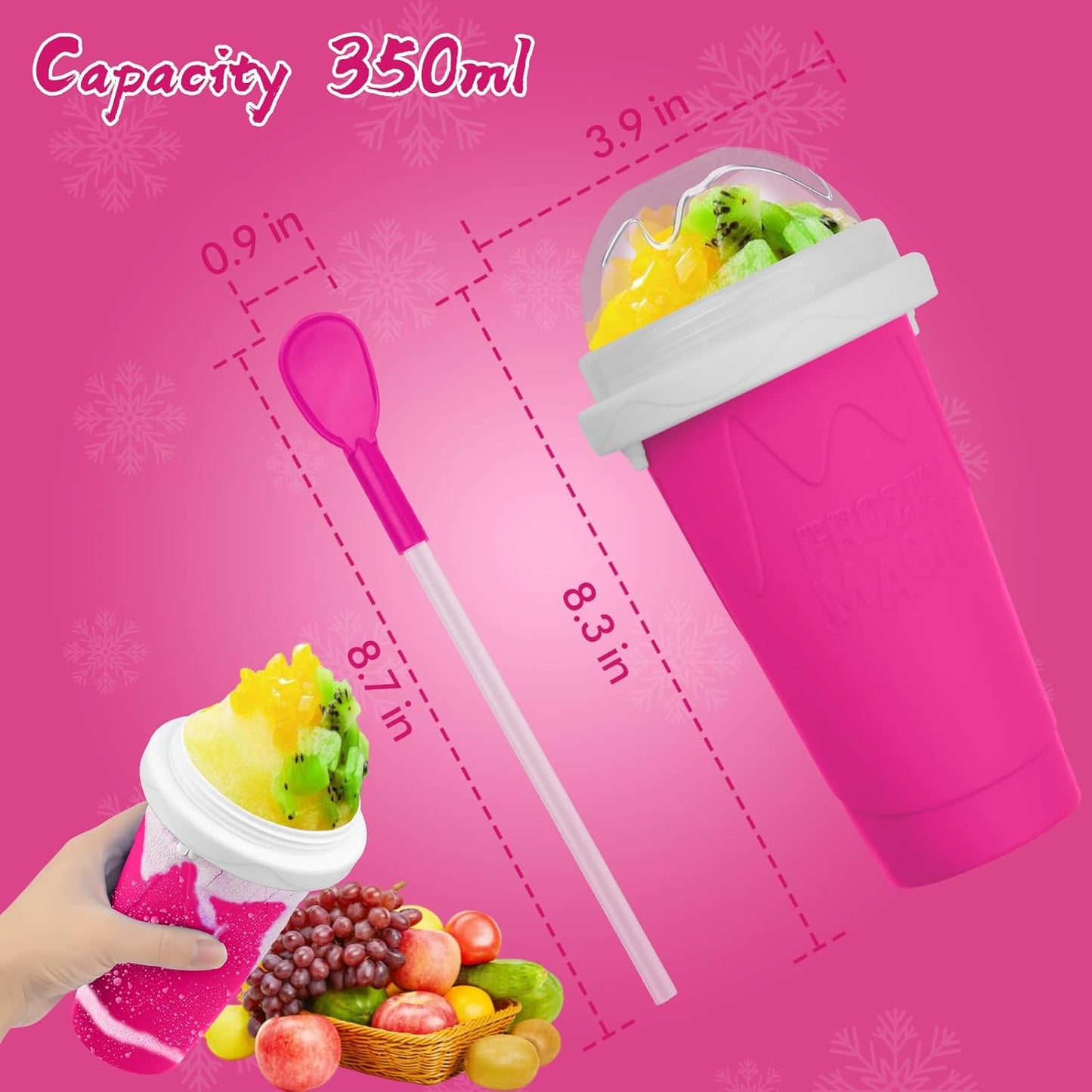 3PCS Slushie Maker Cup - DIY Magic Quick Frozen Smoothies Cups for Homemade Milk Shake Ice Cream Maker, Portable Cooling Cup, Double Layer Squeeze Slushy Maker Cup, Birthday Gifts for Kids Family