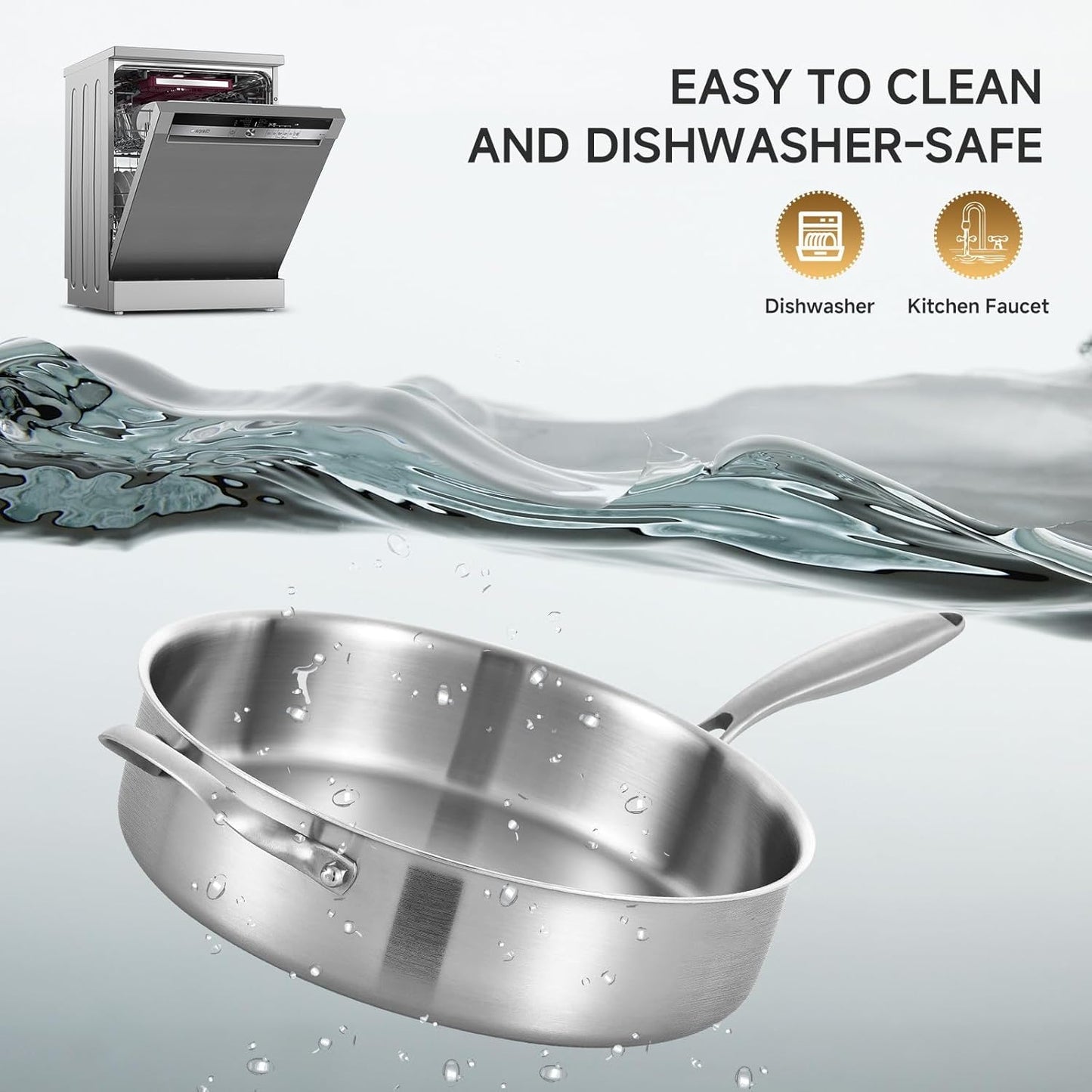 LOLYKITCH Whole Body Tri-Ply Stainless Steel 5.5 QT Sauté Pan with Lid,12 Inch Deep Frying Pan,Jumbo Cooker,Dishwasher and Oven Safe,Detachable Handle.