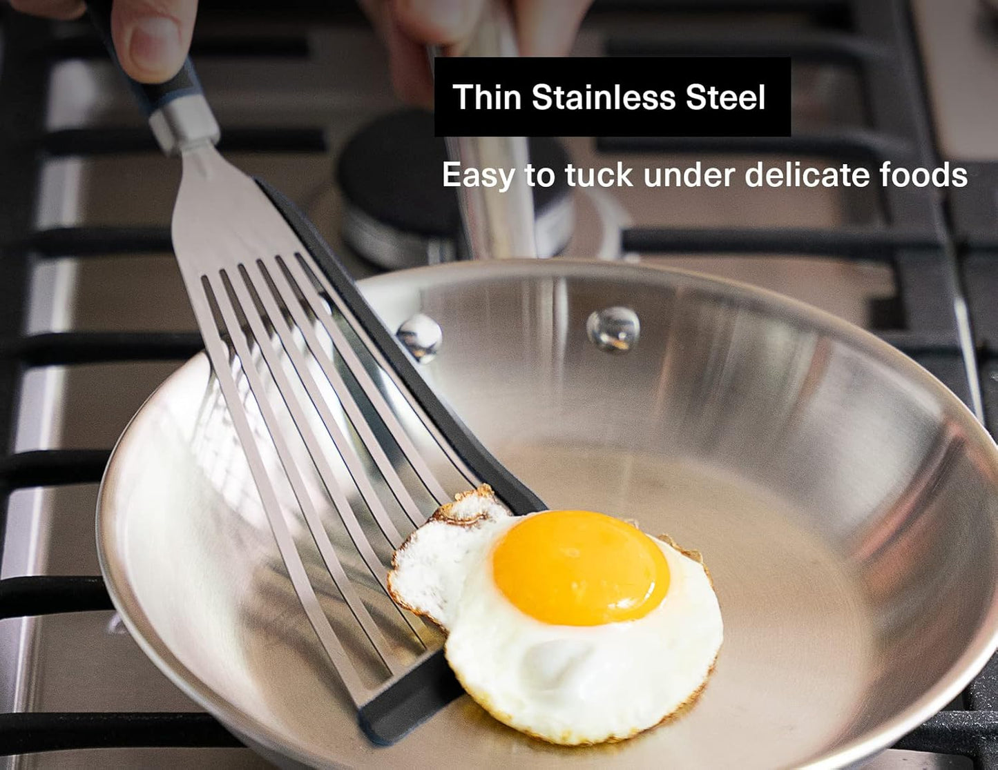 Misen Fish Silicone Spatula - Slotted Turner for Cooking - Perfect for Frying - Heat Resistant - Dishwasher Safe -1mm Thick Flexible Flipper - Soft Silicone Grip Handle for Easy Use