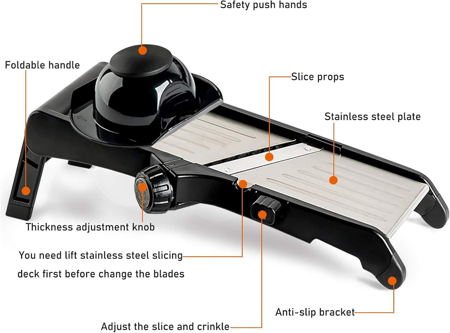 VEKAYA Mandoline Slicer for Kitchen, Stainless Steel Professional Vegetable Slicer with Adjustable Thickness, Ultra Sharp Blades, Safety Gloves & Food Holder, Ideal for Potatoes, Onions, Cucumbers