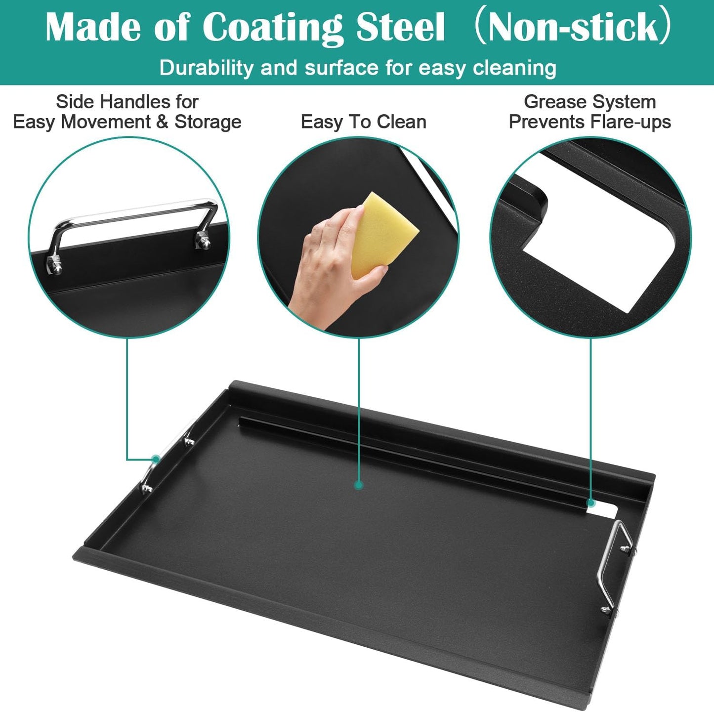 Full Size Griddle Inserts for Char-Broil Performance 5 Burner Series, Flat Top Griddle for Charbroil 463448021 463455021 463458021 463450022 463451022 Grill, Replace for G426-0004-W1 G426-0005-W1