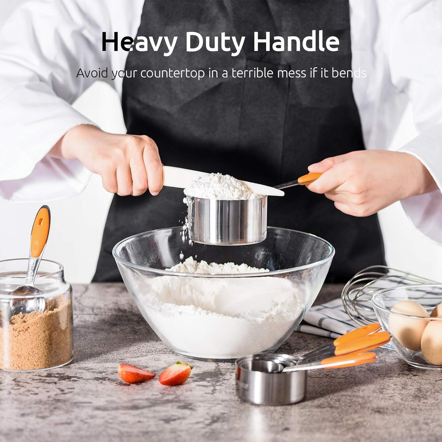 Measuring Cups : U-Taste 18/8 Stainless Steel Measuring Cups and Spoons Set of 10 Piece, Upgraded Thickness Handle(Orange)