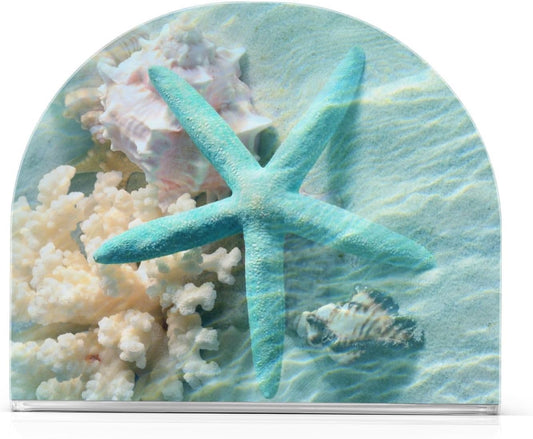 Seashell Starfish Summer Beach Napkin Holder for Table Paper Napkins Holder Acrylic Tissue Dispenser Kitchen Dining Room Bathroom Party Car Decor