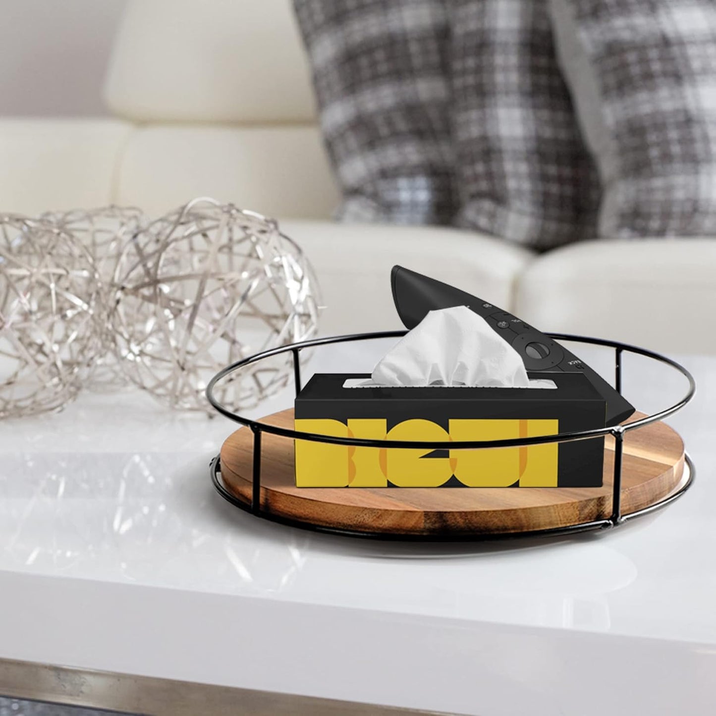 [ 2 Pack ] 10" & 11" Acacia Wood Lazy Susan Organizers with Steel Sides, Lazy Susan Turntable for Cabinet, Kitchen Turntable Storage for Table, Countertop, Pantry