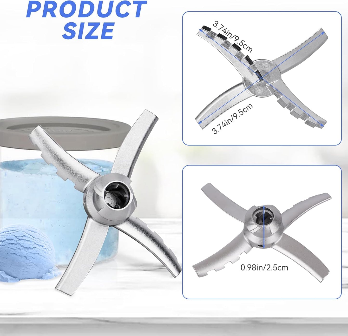 Blades Replacement for Ninja Deluxe NC501 Series Ice Cream Makers - Paddle Blade Replacement for Ninja Creamerizer NC500 NC501 NC500C NC501C NC501H - Stainless Steel