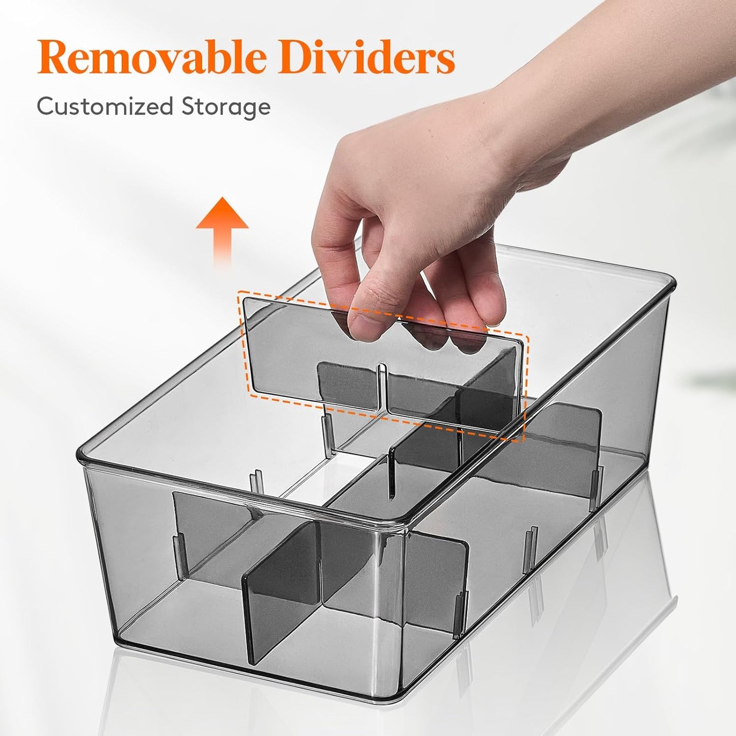 Lifewit Plastic Black Tea Bag Organizer, Divided Storage Bin Box with 8 Compartments, Holds Coffee Pods, Sugar Packets, Condiments, Snacks for Countertop, Cabinet, 2 Pack