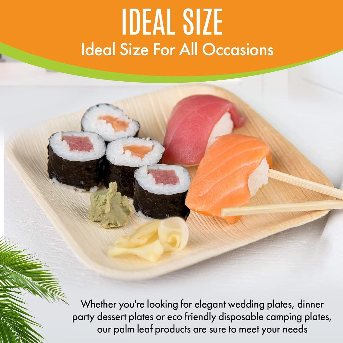 Raj Palm Leaf Bulk Plates like Bamboo plates Disposable, Decorative Compostable Tableware for wedding, Lunch, Dinner, Birthday, Camping, Outdoor BBQ (6" 200 Pack(10 Cases I 2000 Pack))