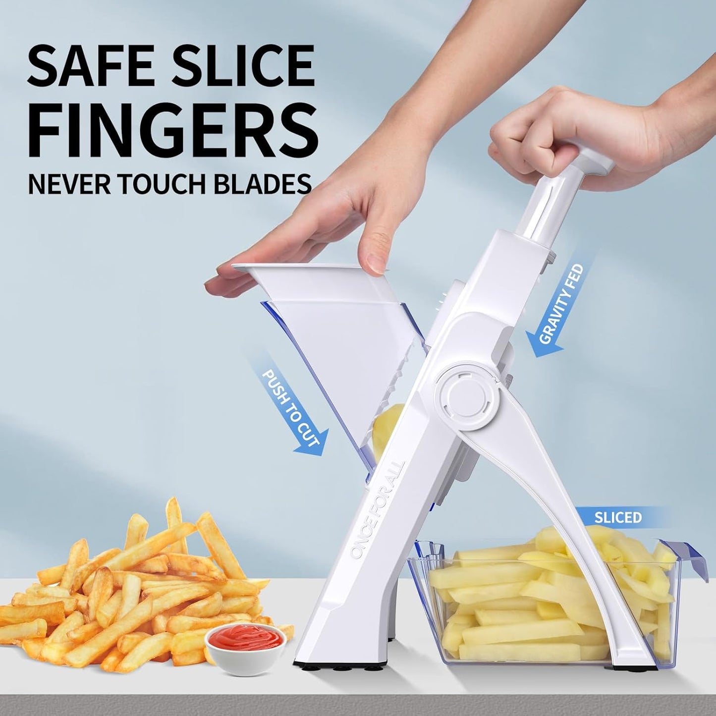 Safe Mandoline Slicer,Vegetable Potato Slice Food Cutter for Kitchen,Thickness Adjustable Upright Veggie Chopper for Fast Meal prep