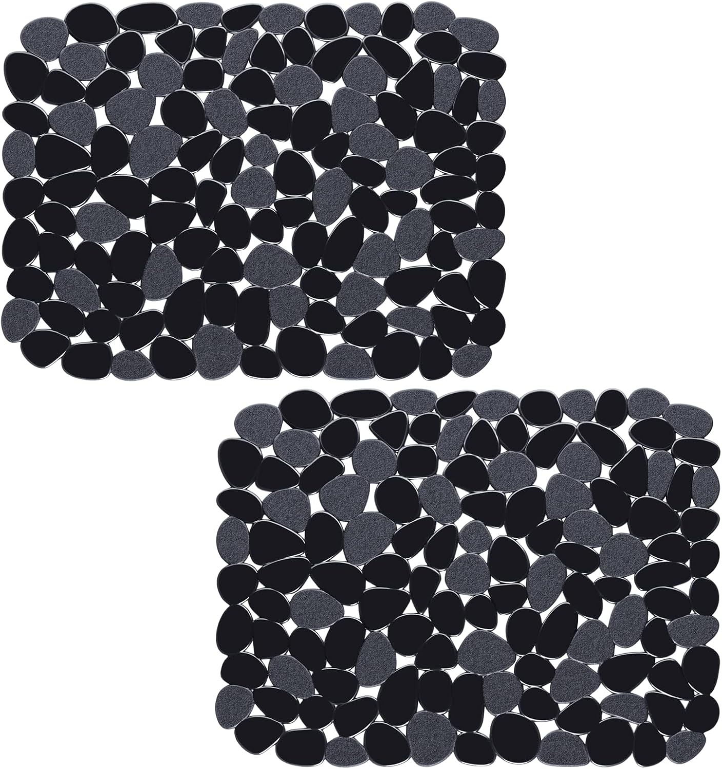 Bligli Pebble Sink Mat for Stainless Steel/Ceramic Sinks, 2 Pack PVC Sink Protectors Mats for Bottom of Kitchen Sink, Dish Drying Mat for Dishes and Glassware, 15.7 x 11.8 inch, Black