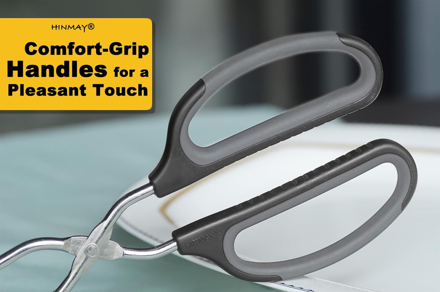 Stainless Steel Scissor Tongs Cooking Tongs Set, Set of 3 (Black Handle, 10" 12" 16")