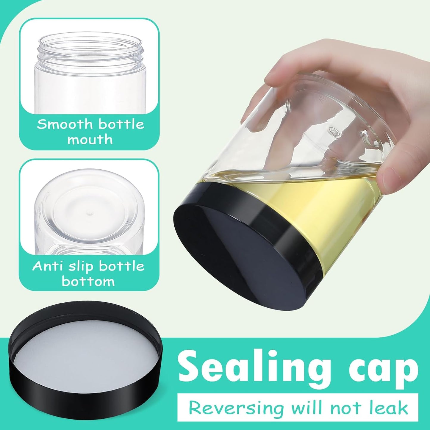 36pcs 16 oz Plastic Containers with Lids Labels Leak Proof BPA Free Airtight Refillable Clear Small Containers Storage Jars for Storing Dry Food Slime Honey Jam,black