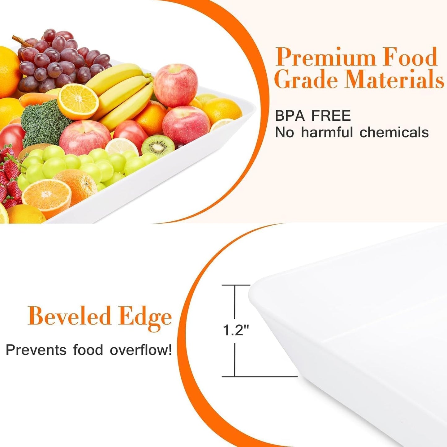 WOWBOX 3 pcs Serving Tray for Entertaining, Serving Platters for Fruit, Cookies, Dessert, Snacks, Reusable Plastic Trays for Serving Food and Pantry Organization in Kitchen & for Parties