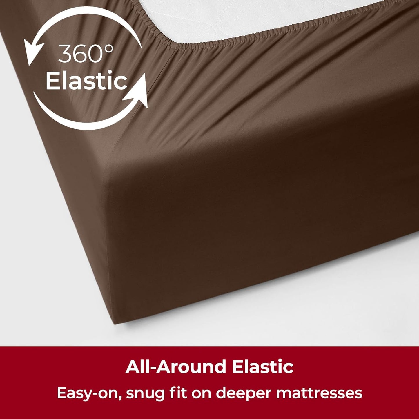 Mellanni Extra Deep Full Sheets - 4 PC Iconic Collection Bedding - Hotel Luxury, Ultra Soft, Cooling Bed Sheets - Wrinkle, Fade, Stain Resistant (Full, Brown)