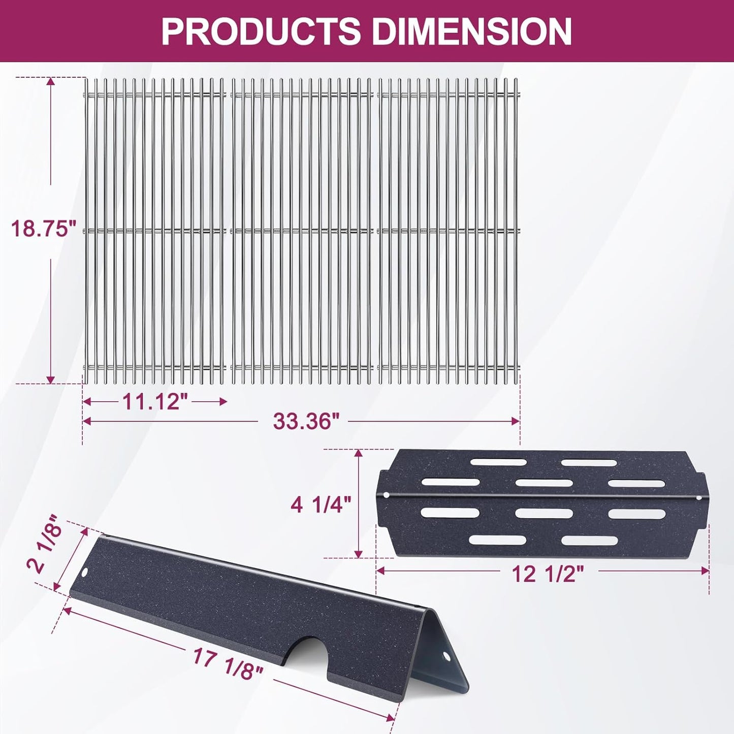 Grill Grate and Flavorizer Bars Heat Deflector Grill Parts for Weber Genesis 2 GS4 Grates 66089 66097, Weber Genesis II E-410, E-435, S-435, SE-410,for Weber 66041, 66033, 66796 Parts