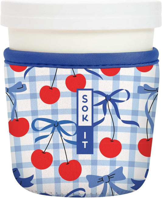 Sok It IceCreamSok Insulated Neoprene Cover (Cherry Picked, Tapered Ice Cream Pints)