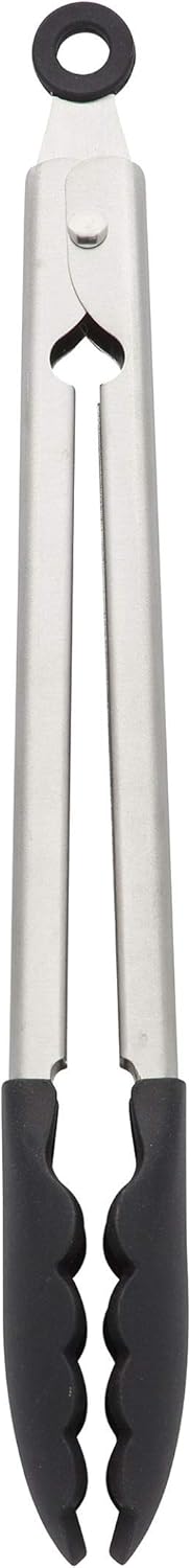 KitchenAid Silicone Tipped Stainless Steel Tongs, 12 Inch, Black