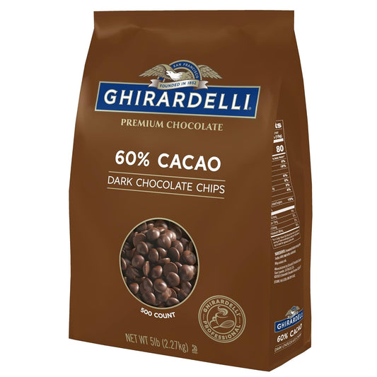 Ghirardelli Chocolate Company 60% Cacao Dark Chocolate Chips, 5lb (Pack of 2)