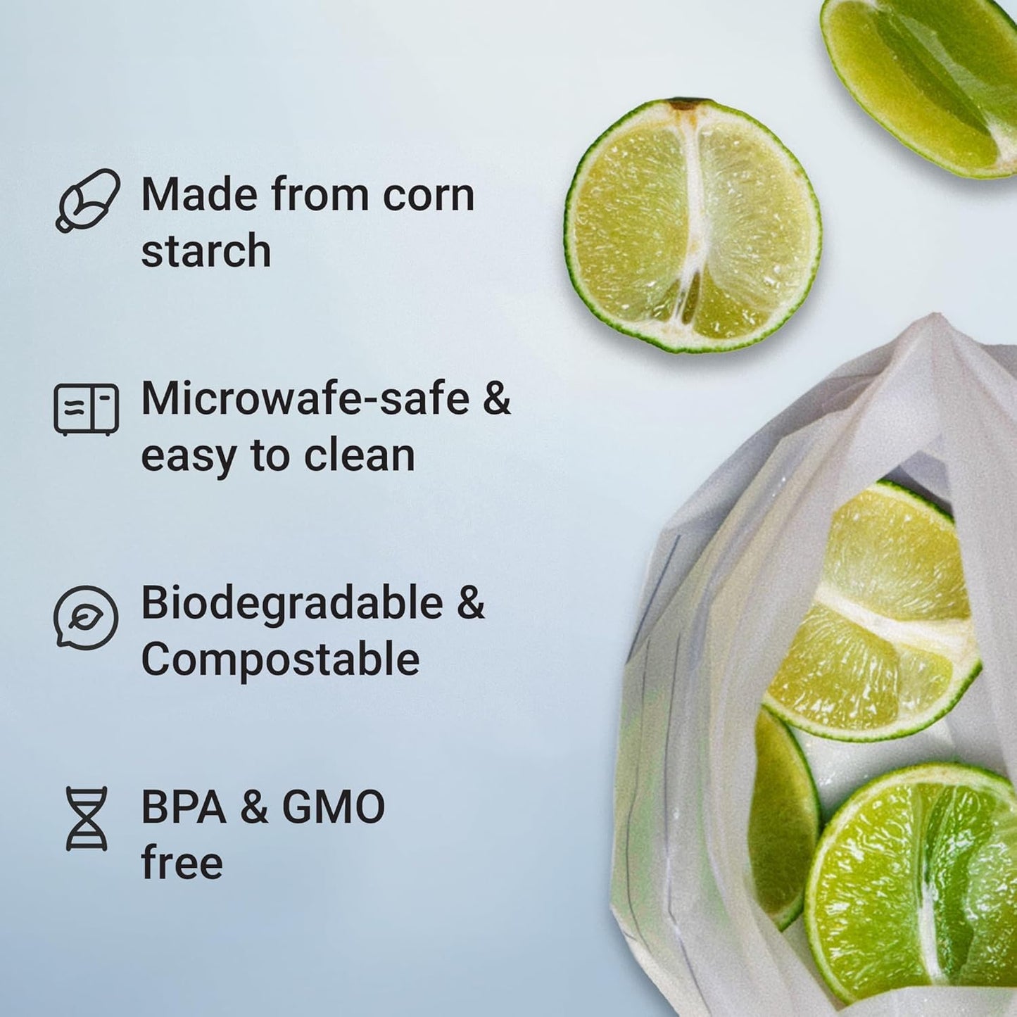 Vove Compostable Zip Bags | 30 Pack Gallon Size (4L) | Biodegradable Storage Bags | PLA PBAT Eco-Friendly | Zero Waste Kitchen Storage | Sustainable Food Bags with Certification