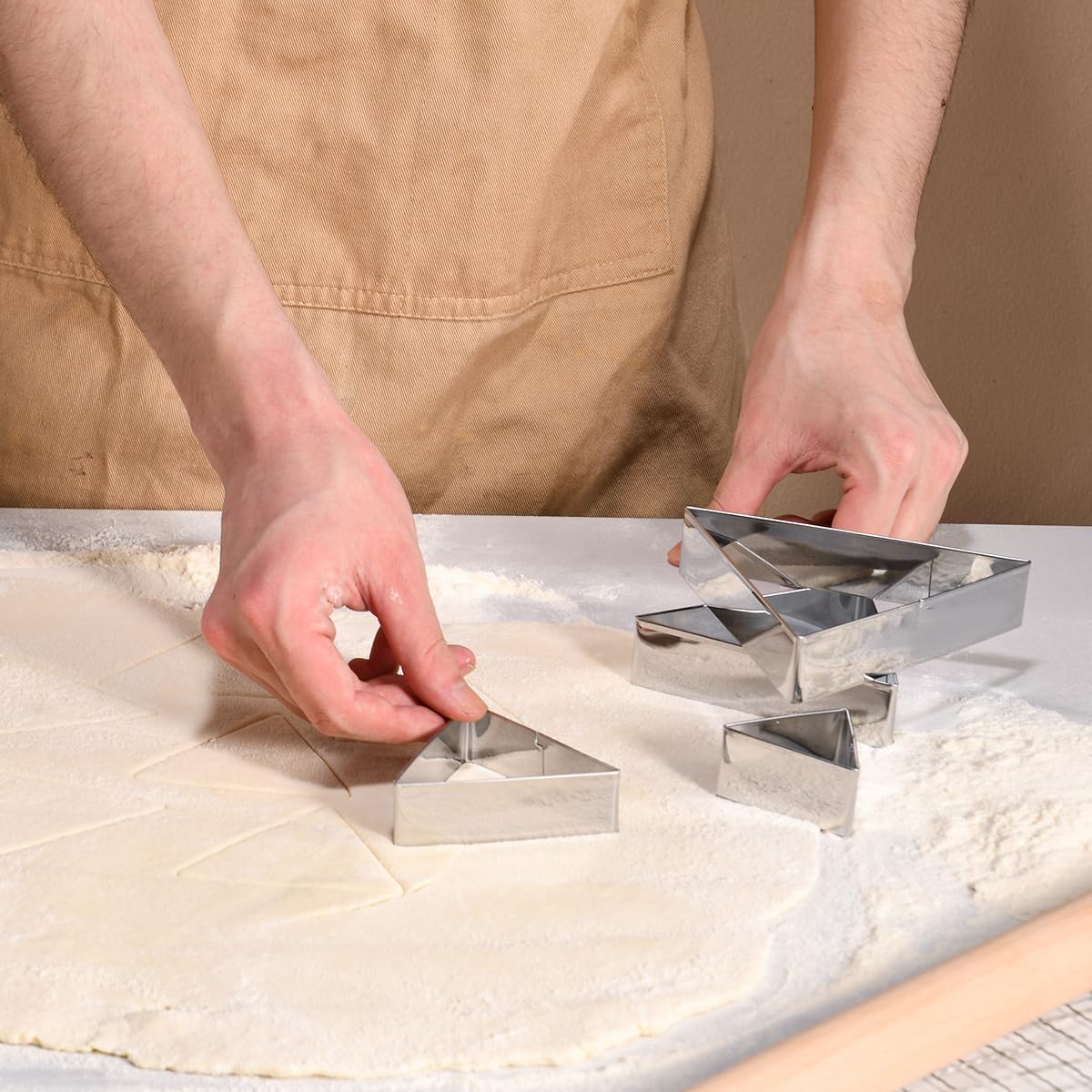 Triangle Cookie Cutter Set 45/90 Degree Stainless Steel Half Square Right Angle Triangle Geometric Frame Plaque Cookie Cutters Shapes Molds - 1 Inch Depth (4 Sizes)