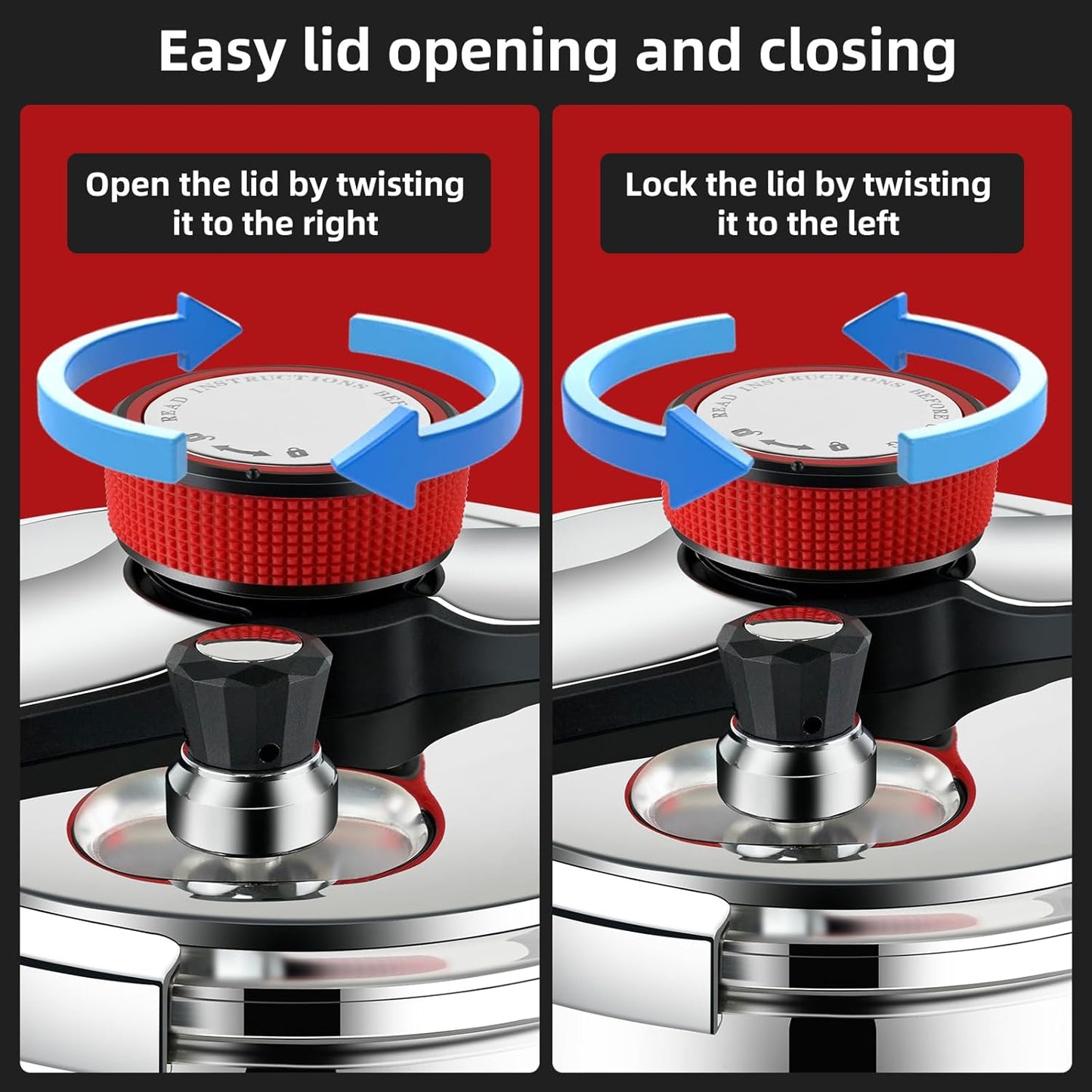 304 Stainless Steel Pressure Cooker 4 QT (4.22 Quart) - Explosion-Proof Safety Lock, One Hand Operation, Fast Cooking, Dishwasher Safe & Induction Compatible Cookware, Deeluban